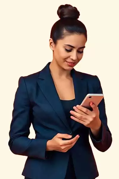 Woman reviewing documents at office desk